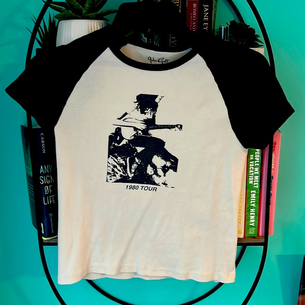 John Galt Clothing, petite graphic crop top tee